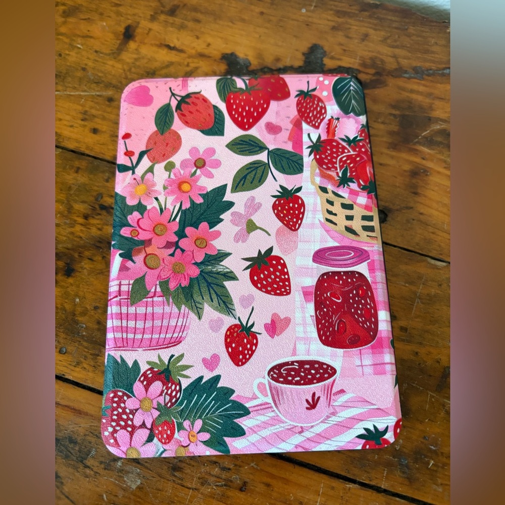 Strawberry and Floral Pink Kindle Case